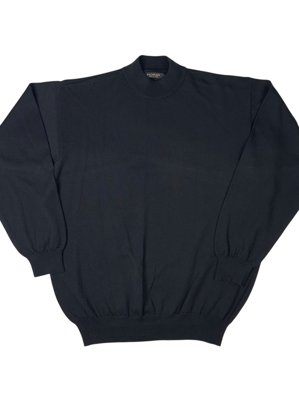 Bachrach Pullover Sweater Merino Wool Mock Turtleneck Black Mens XXL Italy